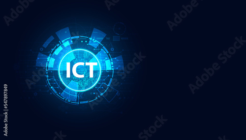 Abstract circle Futuristic Modern Concept ICT Information and Communication Technology data security protection analyze or process receiving and sending data storage and reuse