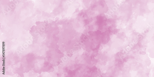Abstract pink watercolor background with small watercolor stains, beautiful bright brush painted pink background for lovely design and graphics design.><	