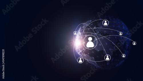 Abstract world Technology Communication Borderless Internet 5G or 6G Internet of Things communication between people, business, network on a modern background futuristic digital