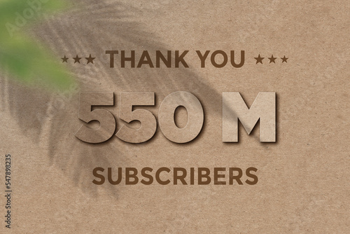 550 Million subscribers celebration greeting banner with Card Board Design