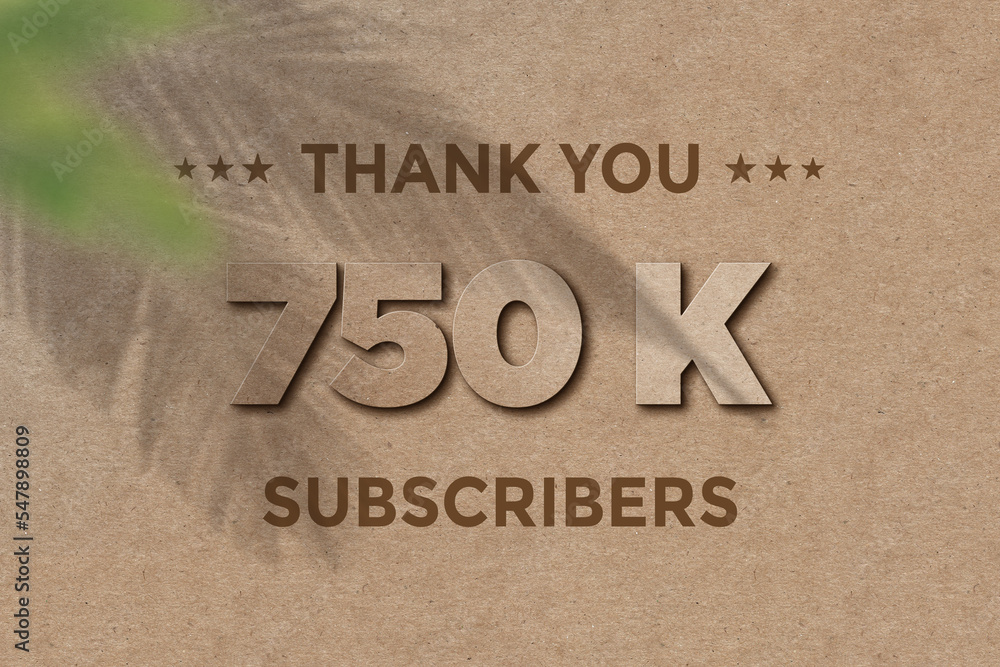 750 K  subscribers celebration greeting banner with Card Board Design
