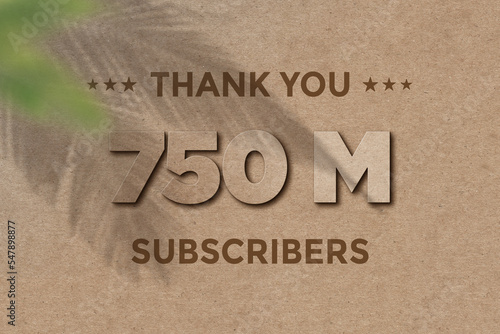 750 Million subscribers celebration greeting banner with Card Board Design