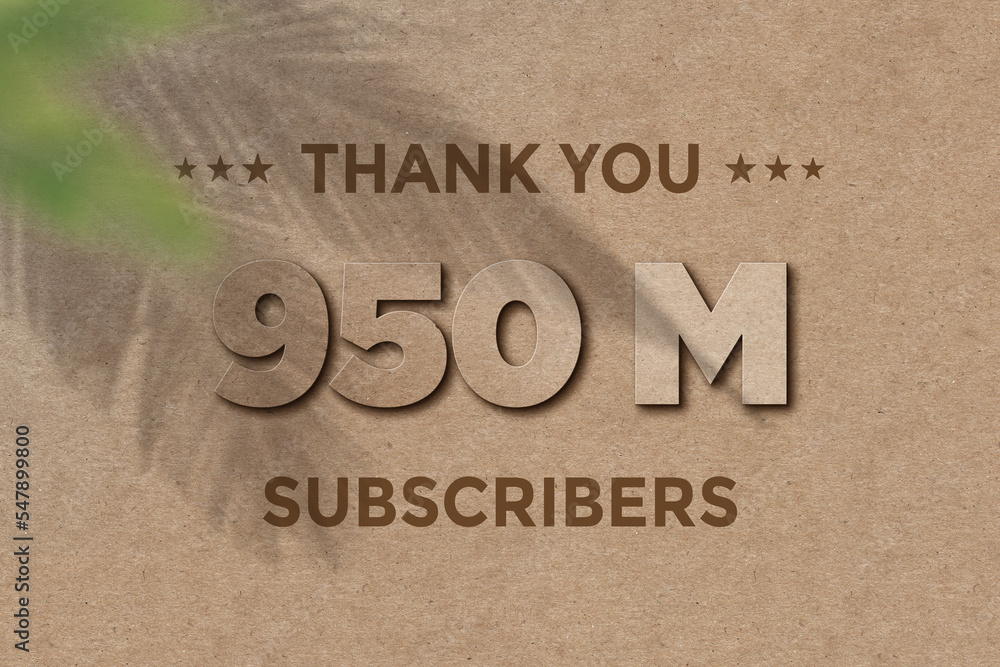 950 Million  subscribers celebration greeting banner with Card Board Design