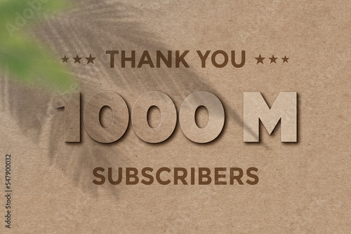 1000 Million subscribers celebration greeting banner with Card Board Design