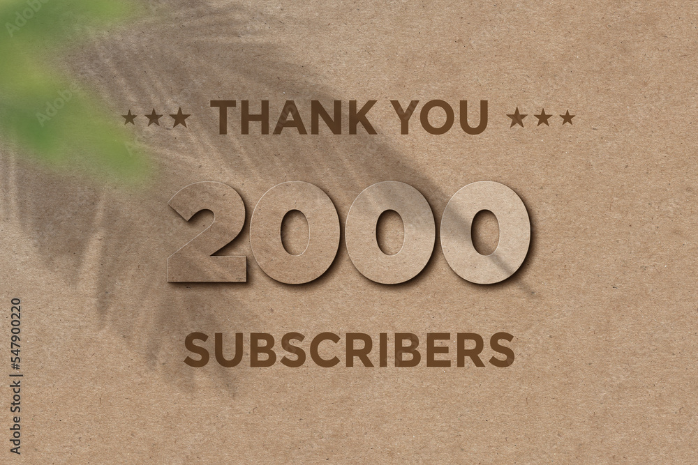 2000 subscribers celebration greeting banner with Card Board Design 2000 subscribers celebration greeting banner with Card Board Design
