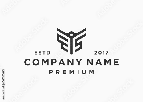 letter es with eagle logo design vector illustration template