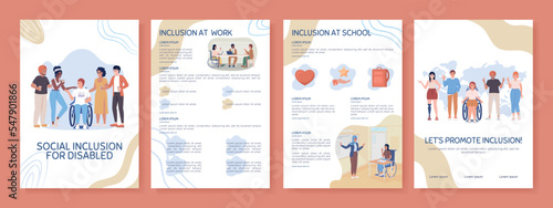 Tela Social inclusion for disabled flat vector brochure template
