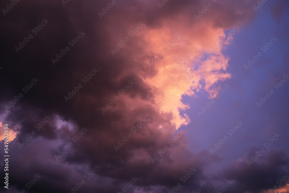 Picturesque view of sky with clouds in evening Picturesque view of sky with clouds in evening