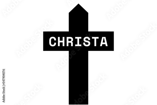 Obraz na plátně Christa: Illustration eines schwarzen Kreuzes mit dem Vornamen Christa