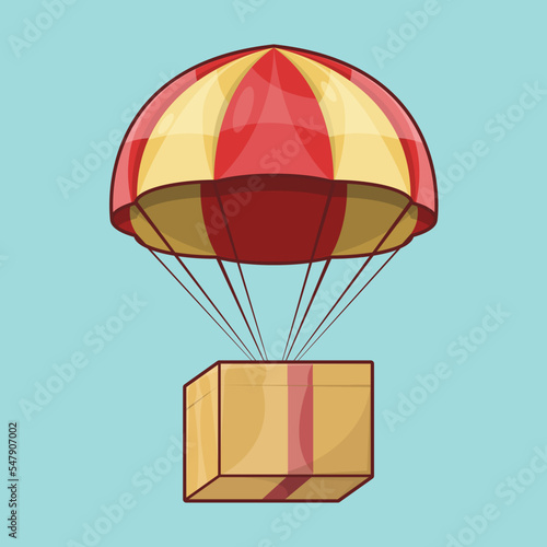 Delivery Package on Parachute. Falling Box Illustration
