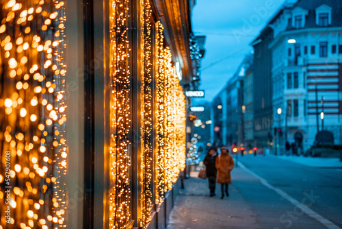 night city street lights during christmas