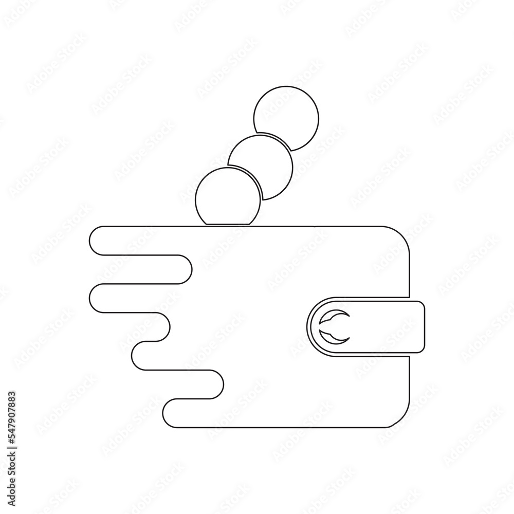 Wallet one line, vector drawing Wallet one line, vector drawing