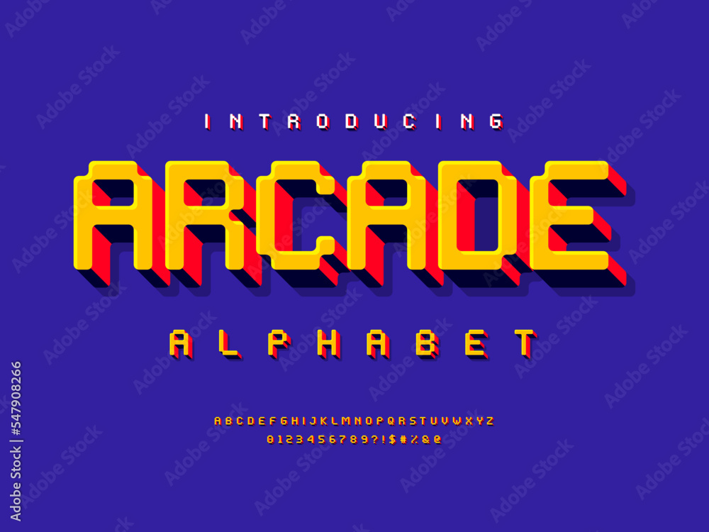 Photo &amp; Art Print 8 bit pixel style alphabet design with uppercase ...