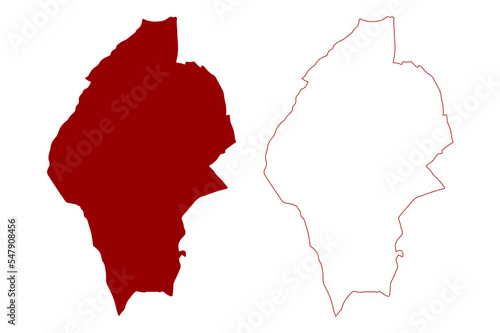 Epsom and Ewell Non-metropolitan district, borough (United Kingdom of Great Britain and Northern Ireland, ceremonial county Surrey, England) map vector illustration, scribble sketch