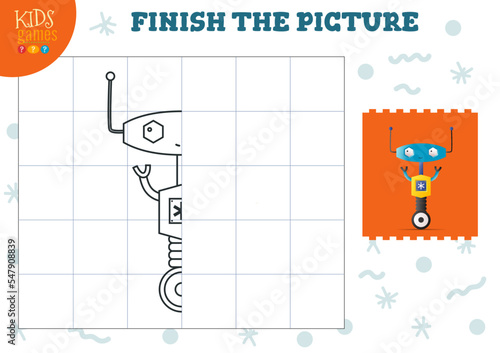Copy picture vector illustration. Complete and coloring game for preschool and school kids