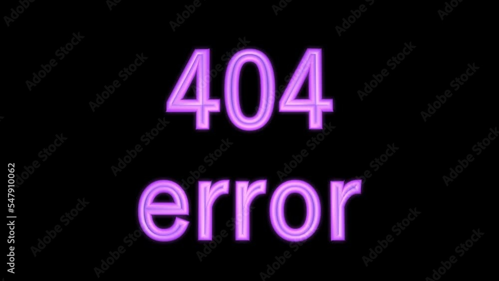 404 Error. 3D line animation of purple text on a black background. Animation for the site.