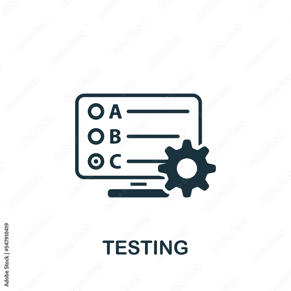 Testing icon. Monochrome simple Project Planning icon for templates, web design and infographics Testing icon. Monochrome simple Project Planning icon for templates, web design and infographics