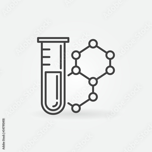 Culture Tube and Chemical Formula vector Chemistry concept outline icon