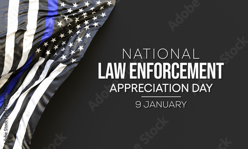 Law enforcement appreciation day (LEAD) is observed every year on January 9, to thank and show support to our local law enforcement officers who protect and serve. 3D Rendering photo