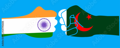 fist with flags of india and Pakistan.india pakistan conflict illustration