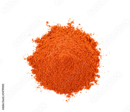 Pile of red paprika powder on transparent png