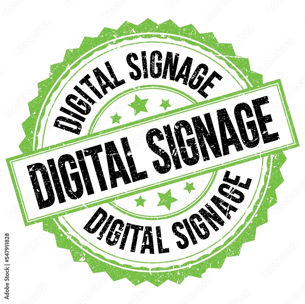 DIGITAL SIGNAGE text on green-black round stamp sign DIGITAL SIGNAGE text on green-black round stamp sign