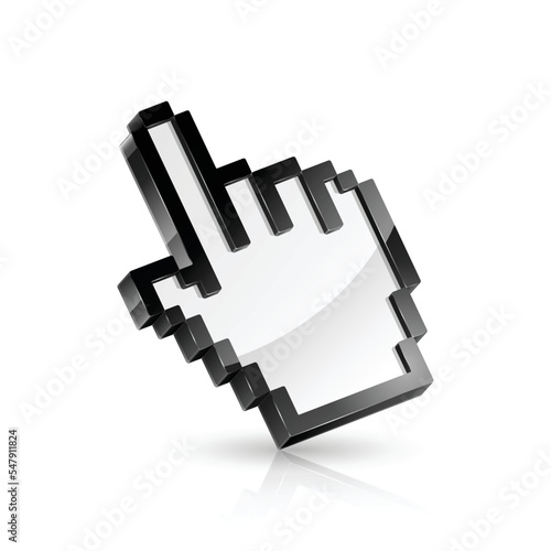 Vector illustration of hand cursor on white background