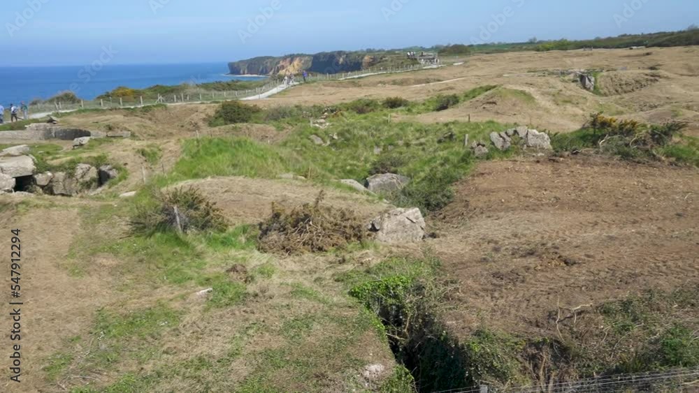 Landscape of Point Du Hoc, WW2 D-Day landing site in Normandy France Landscape of Point Du Hoc, WW2 D-Day landing site in Normandy France