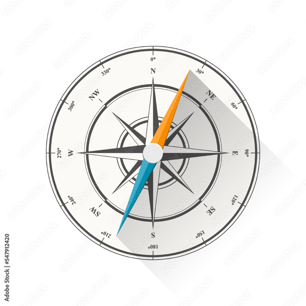 Vector illustration of compass diagram isolated on white background Vector illustration of compass diagram isolated on white background