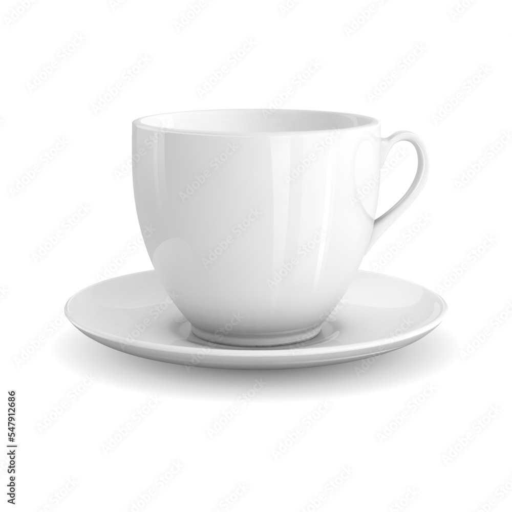 High detailed vector illustration of white cup isolated on white background High detailed vector illustration of white cup isolated on white background