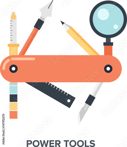 Abstract flat vector illustration concept of design and development tools.