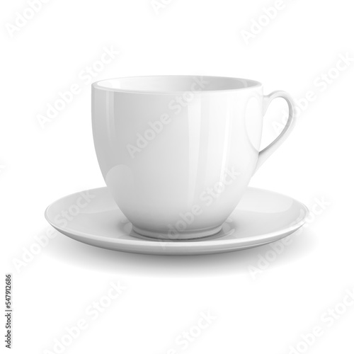 High detailed vector illustration of white cup isolated on white background