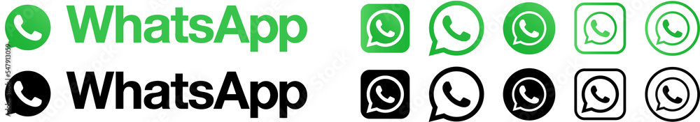 WhatsApp logo set. Popular social media button icon. Editorial vector ...