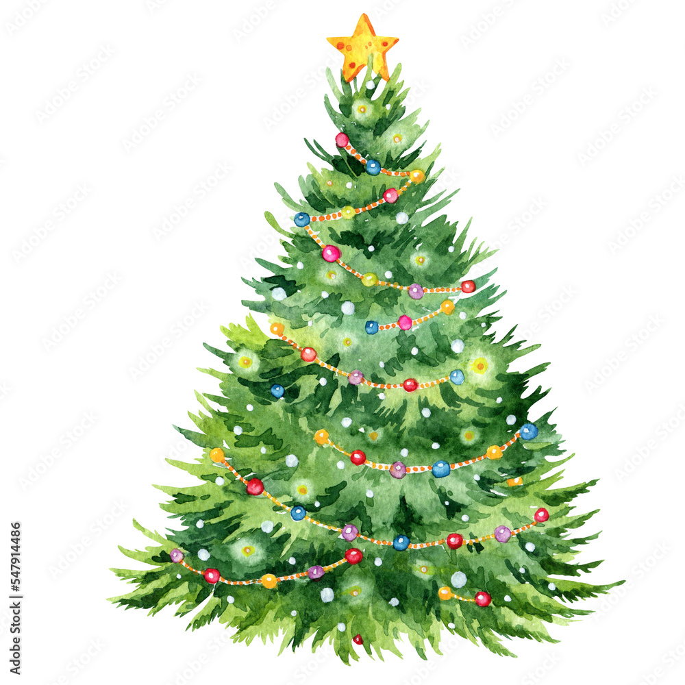Christmas tree watercolor illustration Christmas tree watercolor illustration