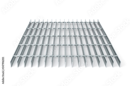 Slika na platnu Welded steel bar grating on white background - 3d rendering