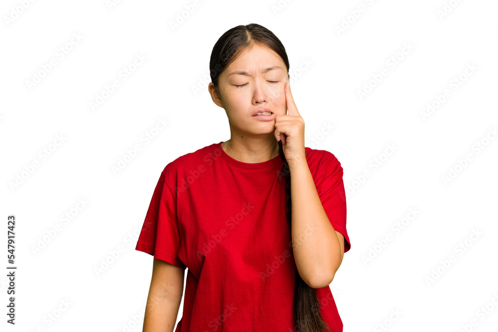 Young Asian woman isolated crying, unhappy with something, agony and confusion concept. Young Asian woman isolated crying, unhappy with something, agony and confusion concept.
