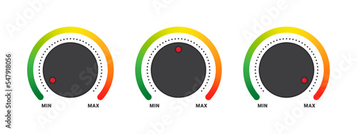 Adjustment dial. Control knob or round dial regulator. Vector illustration