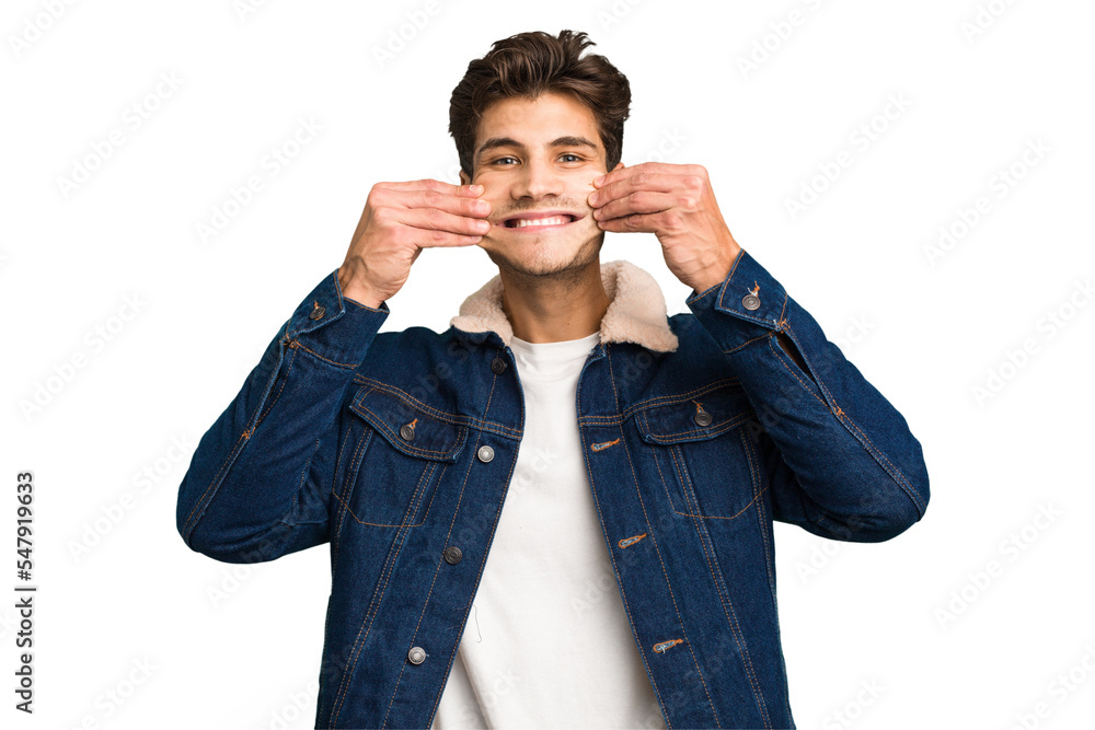 Young caucasian handsome man isolated doubting between two options. Young caucasian handsome man isolated doubting between two options.