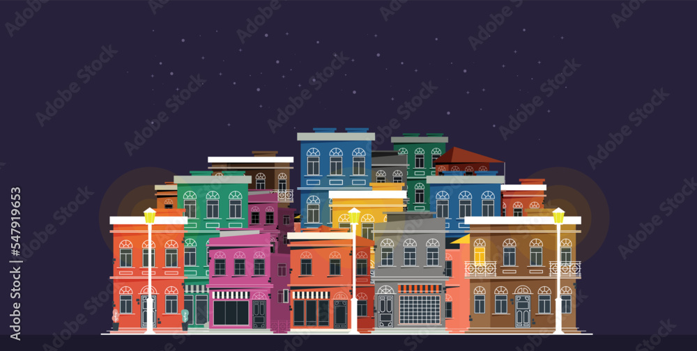 Downtown vector building illustration isolated on background