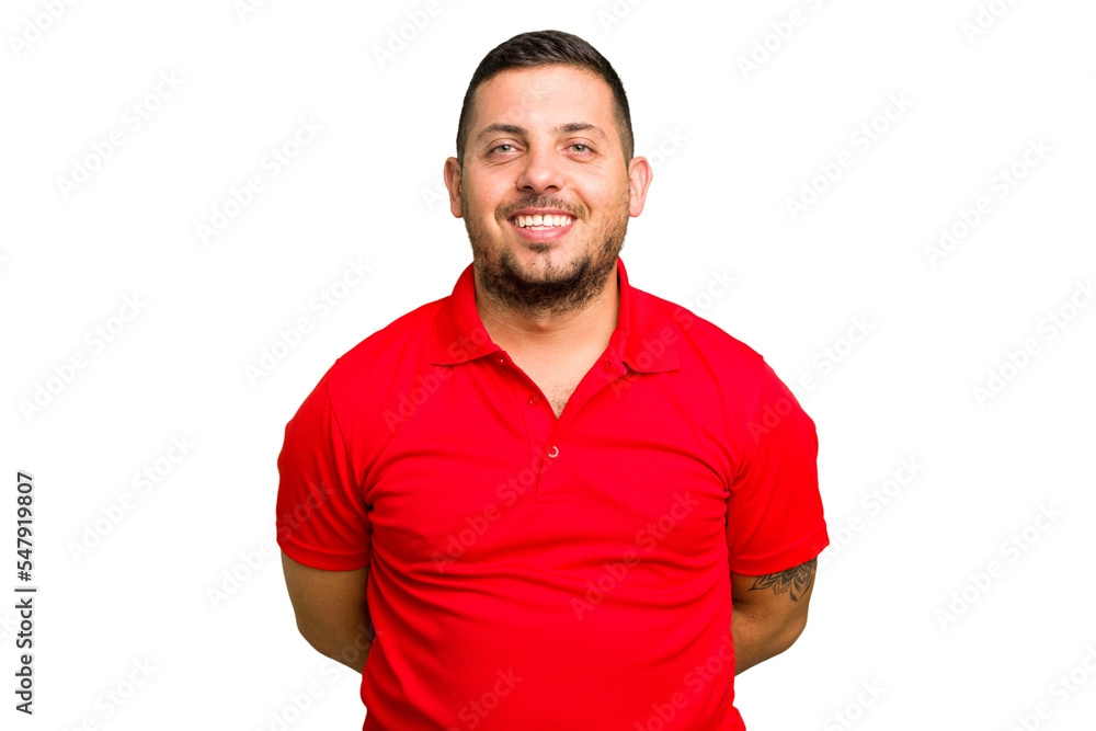 Fototapeta premium Young caucasian man isolated happy, smiling and cheerful.