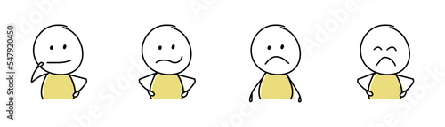 Sad stickman. Gestures concept. Vector
