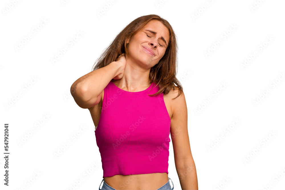 Young caucasian woman isolated massaging elbow, suffering after a bad movement. Young caucasian woman isolated massaging elbow, suffering after a bad movement.