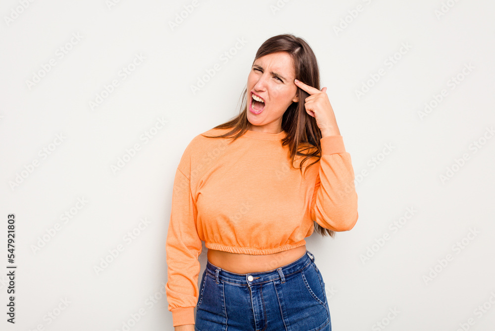 Young caucasian cute woman isolated on white background covering ears with hands. Young caucasian cute woman isolated on white background covering ears with hands.