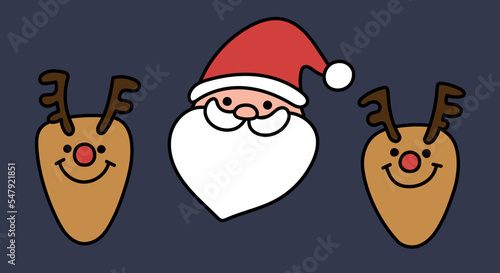 サンタとトナカイのクリスマス用イラスト