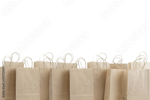 sales shopping bags in brown on white background