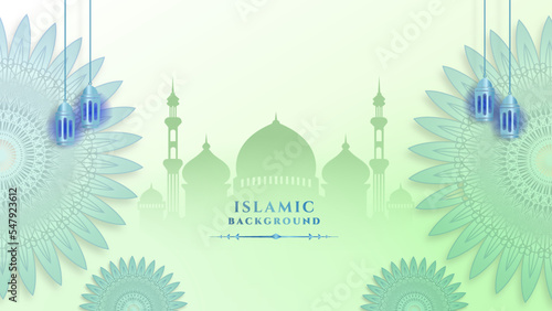 Ramadan Kareem. Gold moon and abstract luxury islamic elements background