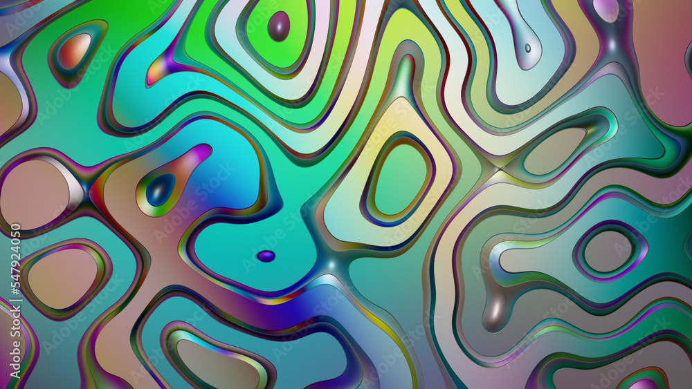 Abstract Multi Color reflective wavy metal pattern gradient background. Fantasy Synth Chromatic Multicolor Illustration Abstract Multi Color reflective wavy metal pattern gradient background. Fantasy Synth Chromatic Multicolor Illustration