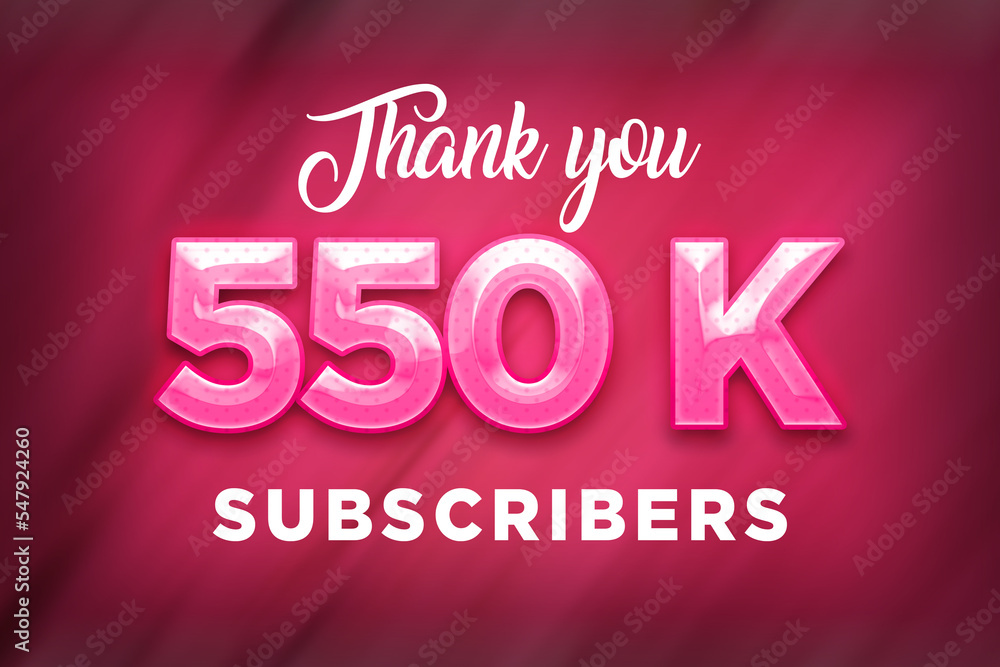 550 K  subscribers celebration greeting banner with Pink Design