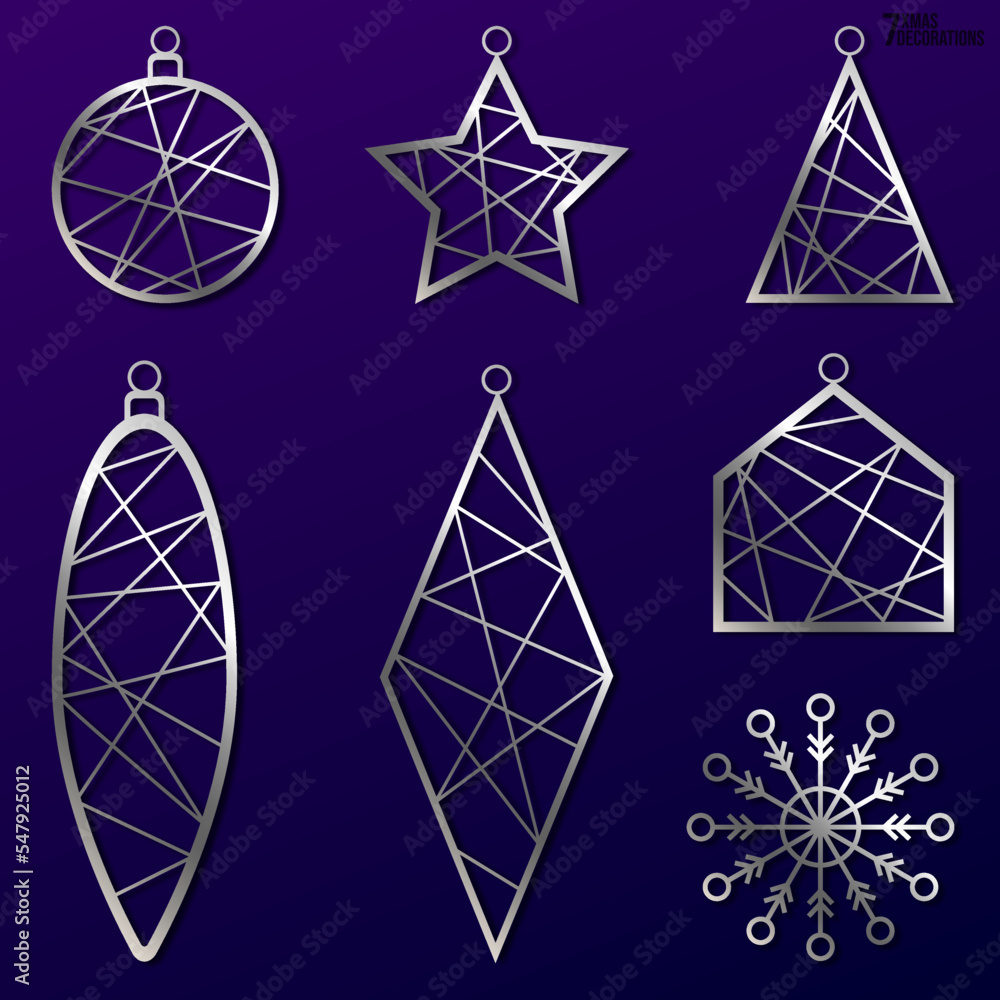 the set of seven xmas gradient rose-golden decorations the set of seven xmas gradient rose-golden decorations