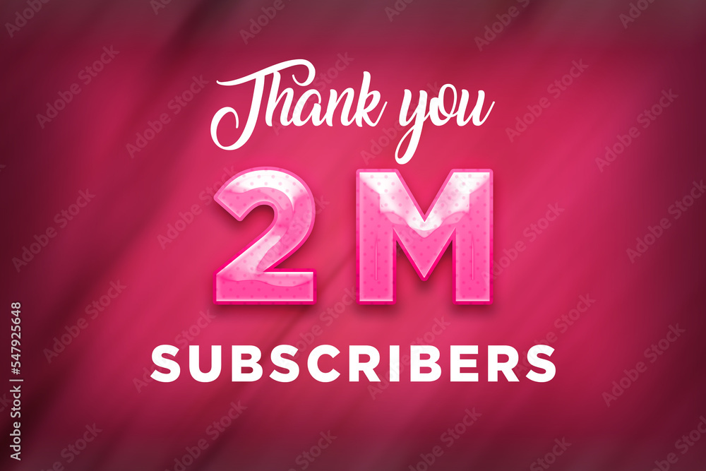 2 Million subscribers celebration greeting banner with Pink Design 2 Million subscribers celebration greeting banner with Pink Design